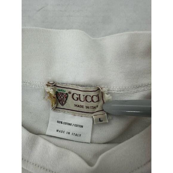 Gucci Men’s T Shirt Sz L Logo Navy Blue White Stripe Nautical Old Money Luxury - Picture 9 of 10